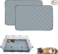 2 Pack Guinea Pig Cage Liners for C&C 2x3 Habitat Washable Guinea Pig Bedding Super Absorbent | Waterproof | Non Slip| Reusable Guinea Pig Pee Pads for Small Animals Cage - 41.3" x 27.6"