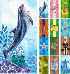 12 Pcs Oversized Microfiber Beach Towels Set 30 x 60 Extra Large Fiber Swim Pool Towel Absorbent Bath Blanket for Travel Vacation Accessories Gift Spa Soft Lightweight(Tropical)
