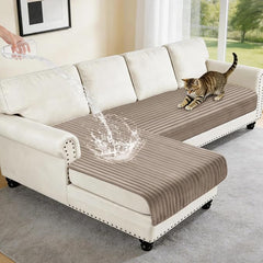 100% Waterproof Couch Covers for Sectional Sofa, Washable Couch Cover, L Shaped Couch Cover for Dogs, Non Slip 2 Pieces Sofa Cover Pet Friendly, 35"x63"+35"x70.9"- Khaki