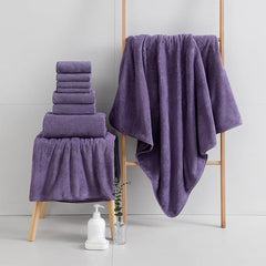 18 Piece Microfiber Bath Towels Set - 6 Bath Sheets,6 Hand Towels And 6 Washcloths,Soft Family Towels,Highly Absorbent Bathroom Towel,Quick Dry Shower Towel Luxury Towels For Hotel Spa Dorm-Purple