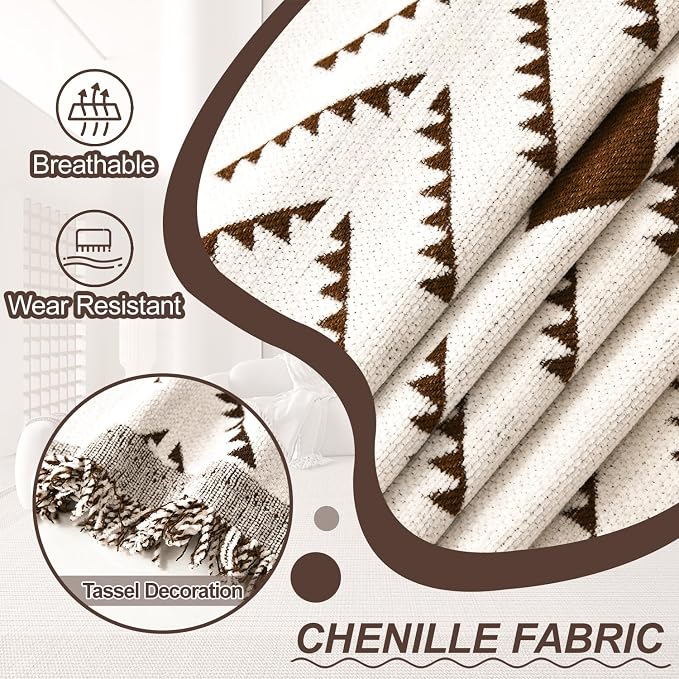 1OO% Waterproof Sectional Couch Covers for Dogs L Shaped Corner Sofa Cover Washable Chenille Sofa Slipcovers Blanket Modern Jacquard Pet Furniture Protector (91"x252", Boho Brown Cream)