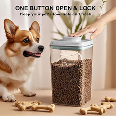 3-5 Lbs Dog Cat Treat Container Pop Pet Food Storage Container with Scoop | Dog Food Storage Bin Canister with Pop Up Lid Airtight Stackable BPA-Free Pet Treat Containers for Kibble & Treats 4.2qt