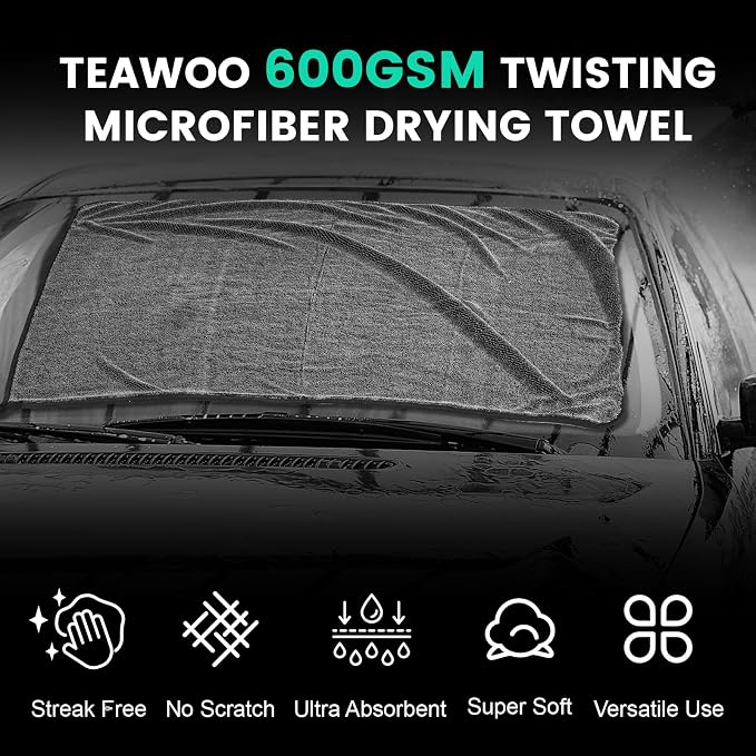 16 Pack Bulk Microfiber Towels for Cars, Microfiber Drying Towel, 35" x 24" | Extra-Large, Ultra-Absorbant Microfiber Drying Towel for Cars and Trucks, Super Absorbent Car Drying Towel, 600GSM