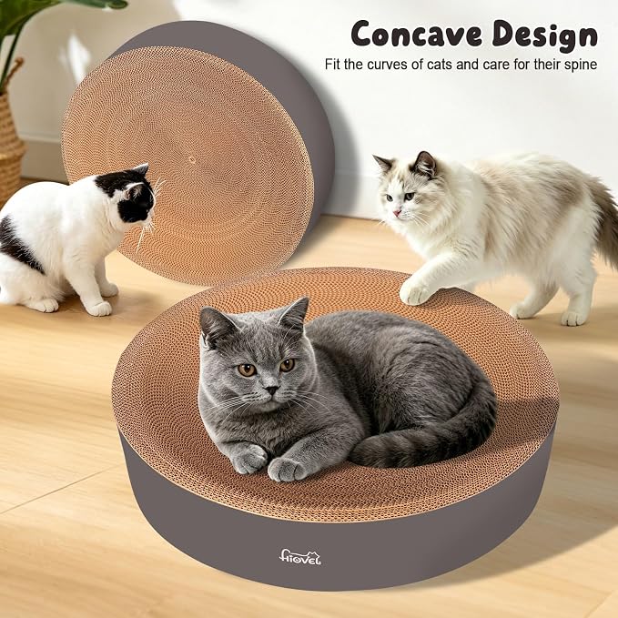 2 in 1 Round Cat Scratching Board, Cardboard Cat Scratcher for Indoor Cats, Corrugated Cat Scratch Pad for Grinding Claws and Rest (16.1'')