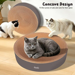 2 in 1 Round Cat Scratching Board, Cardboard Cat Scratcher for Indoor Cats, Corrugated Cat Scratch Pad for Grinding Claws and Rest (16.1'')