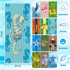 12 Pcs Oversized Microfiber Beach Towels Set 30 x 60 Extra Large Fiber Swim Pool Towel Absorbent Bath Blanket for Travel Vacation Accessories Gift Spa Soft Lightweight(Tropical)