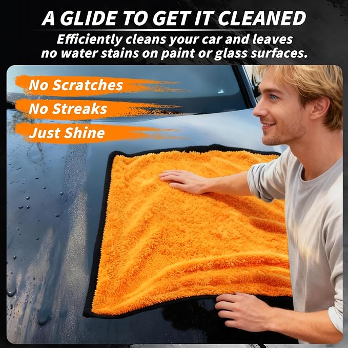 20 Pack Microfiber Car Drying Towel, 24 x 16 Inch Car Microfiber Cleaning Towels Bulk, Lint-Free, Quick Drying, Dual-Sided Detailing Buffing Polishing Waxing Soft Towels for SUV, Truck and Boats