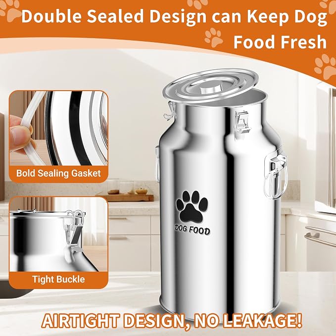 30Lbs Stainless Steel Dog Food Container .Metal Dog Food Storage Container
