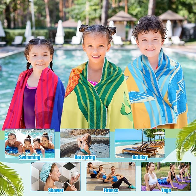 12 Pcs Oversized Microfiber Beach Towels Set 30 x 60 Extra Large Fiber Swim Pool Towel Absorbent Bath Blanket for Travel Vacation Accessories Gift Spa Soft Lightweight (Summer)