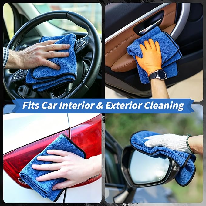 20 Pack Microfiber Towels for Cars, 24" x 16" Dual-Sided Car Drying Towel | 400 GSM Highly Absorbent, Lint-Free Microfiber Cleaning Cloths for Scratch-Free Drying, Detailing, Buffing, Polishing Cars