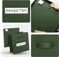 13x13x13 storage cube bins (Set of 10) Fabric storage cubes with 10 Labels Window Cards & a Pen, storage cubes 13x13, Collapsible 13 inch cube storage bins, Cubby Organizer Boxes, Dark Green