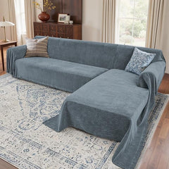 2 Pieces Sectional Couch Covers L Shaped Cover XXXL Dusty Blue | Thick Washable Fabric for L Shaped Sectional Sofa, Anti-Pet Hair, Stain & Wear Resistant, Easy Care & Installation