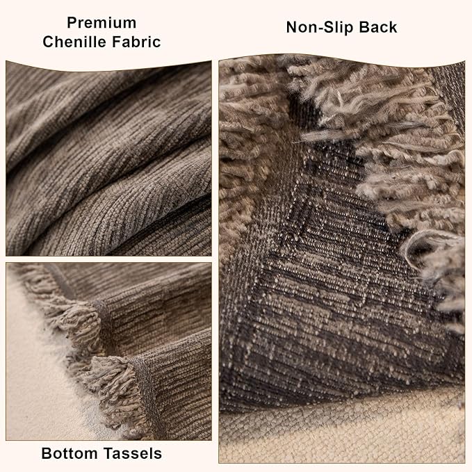1-Piece Dark Grey Sofa Cover Heavy Thick Chenille Couch Covers | X-Large Non Slip Washable Slipcover for Sectional Sofa, Pet Friendly Furniture Protector for Pet Dogs Cats Scratch, 71"x134"