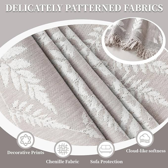 1OO% Waterproof Sectional Couch Covers for Dogs L Shaped Corner Sofa Cover Washable Chenille Sofa Slipcovers Blanket Modern Jacquard Pet Furniture Protector (91"x252", Light Gray Leaf)