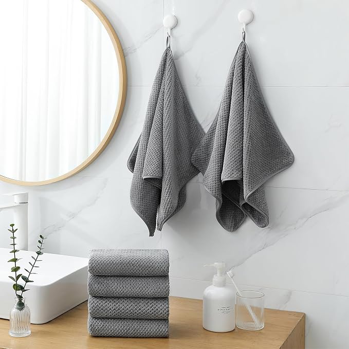 18 Piece Microfiber Bath Towels Set - 6 Bath Sheets,6 Hand Towels And 6 Washcloths,Soft Family Towels,Highly Absorbent Bathroom Towel,Quick Dry Shower Towel Luxury Towels For Hotel Spa Dorm-Dark Gray
