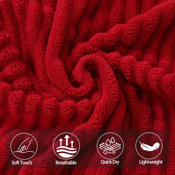 2 Piece Bath Sheets, 40"x80" Microfiber Bath Towels, Red | Extra-large size, Quick dry, Highly Absorbent, Lint Free .shower towels for bathroom gym spa .Big and Tall users