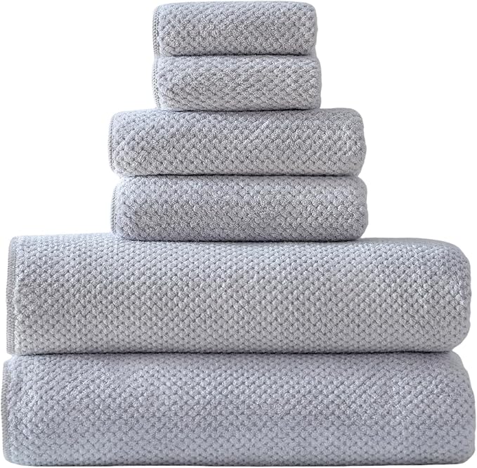 30x60 Inches Extra Large Bath Towels Set Super Soft Absorbent Luxury Microfiber Towels for Bathroom (Gray, 6PCS)