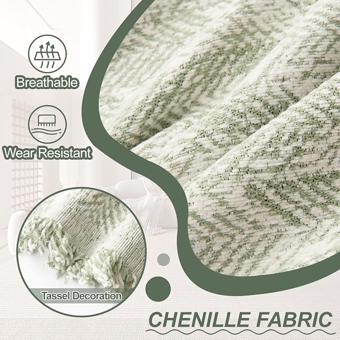 1OO% Waterproof Sectional Couch Covers for Dogs L Shaped Corner Sofa Cover Washable Chenille Sofa Slipcovers Blanket Modern Jacquard Pet Furniture Protector (91"x276", Green Wave)