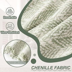 1OO% Waterproof Sectional Couch Covers for Dogs L Shaped Corner Sofa Cover Washable Chenille Sofa Slipcovers Blanket Modern Jacquard Pet Furniture Protector (91"x252", Green Wave)