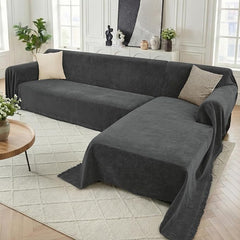 2 Pieces Sectional Couch Covers L Shaped Cover XXL Charcoal Gray | Thick Washable Fabric for L Shaped Sectional Sofa, Anti-Pet Hair, Stain & Wear Resistant, Easy Care & Installation