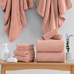 18 Piece Microfiber Bath Towels Set - 6 Bath Sheets,6 Hand Towels And 6 Washcloths,Soft Family Towels,Highly Absorbent Bathroom Towel,Quick Dry Shower Towel Luxury Towels For Hotel Spa Dorm-Orange