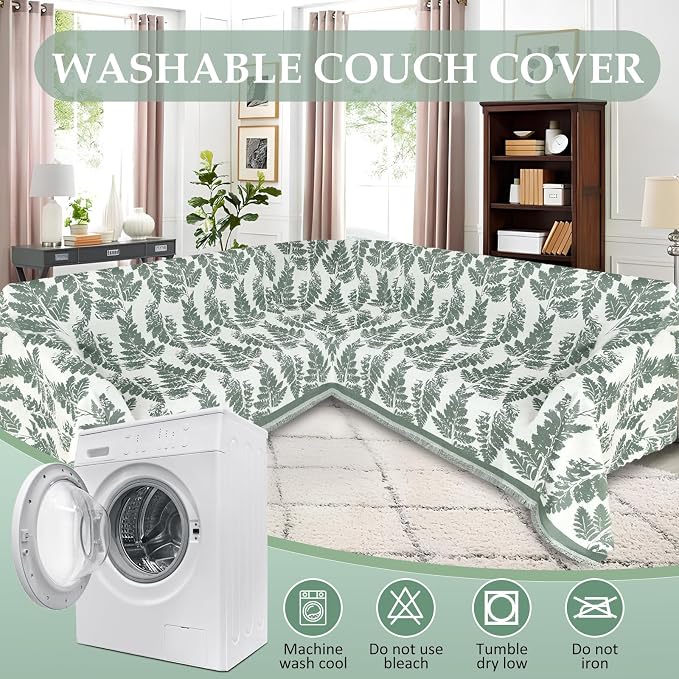 1OO% Waterproof Sectional Couch Covers for Dogs L Shaped Corner Sofa Cover Washable Chenille Sofa Slipcovers Blanket Modern Jacquard Pet Furniture Protector (91"x276", Sage Green)