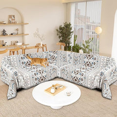 1OO% Waterproof Sectional Couch Covers for Dogs L Shaped Corner Sofa Cover Washable Chenille Sofa Slipcovers Blanket Modern Jacquard Pet Furniture Protector (91"x252", Boho Blue Brown)
