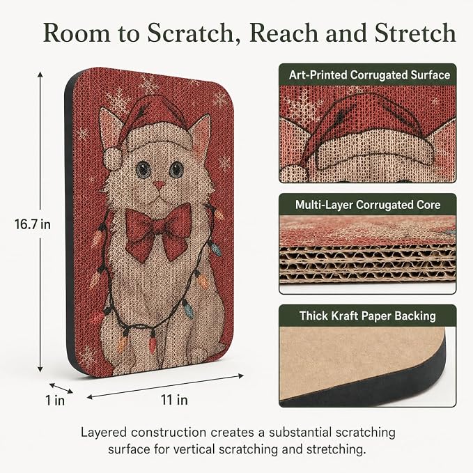 2 Pack Cat Wall Scratcher, Art Cat Scratching Board for Cats | Wall Mounted Cat Scratch Pad, Water-Based Ink, Hook&Loop Strips, Floor or Wall Use, 16.7x11x1 Inch, Storybook Cat