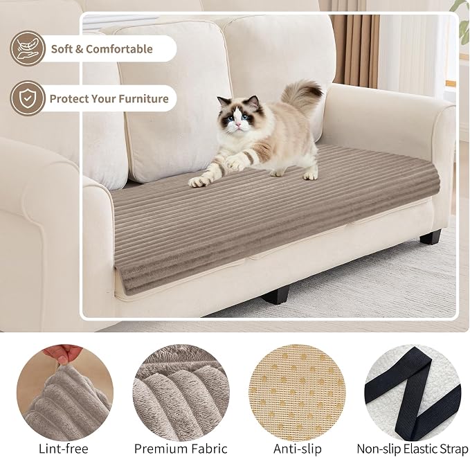 100% Waterproof Couch Covers for Dogs, 35"×59" Washable Couch Cover, Non Slip Sectional Couch Covers for 3 Cushion Sofa Cover Pet Friendly, Cat and Dog Couch Bed Cover- Khaki