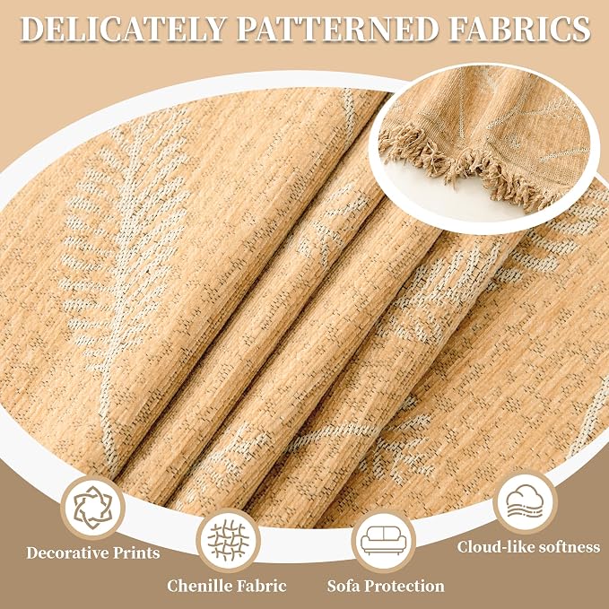 1OO% Waterproof Sectional Couch Covers for Dogs L Shaped Corner Sofa Cover Washable Chenille Sofa Slipcovers Blanket Modern Jacquard Pet Furniture Protector (91"x252", Light Tan)