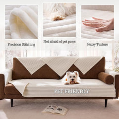 100% Waterproof Couch Arm Covers 2pcs, Fuzzy Chair Arm Covers Thick Soft Recliner Chair Armrest Protectors, Non-Slip Couch Armrest Cover Pet mats for Sofa (White, 22" x 22" 2 Pack)
