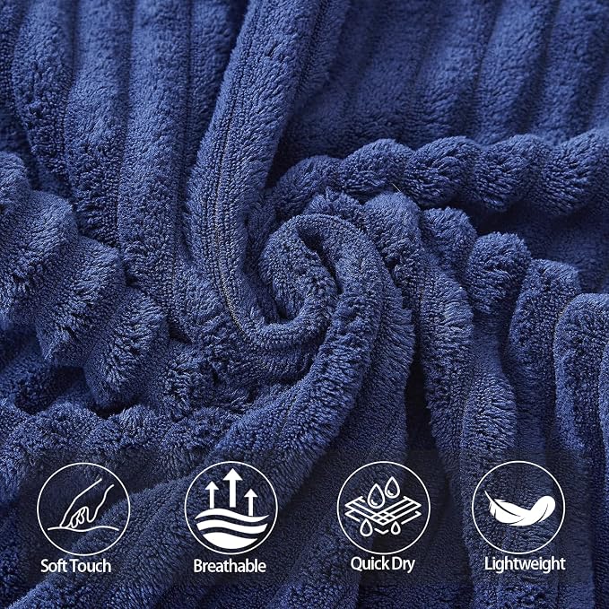 3 Pack Bath Towel Set, 40"x80" Oversized Bath Sheet,Navy Blue | Ultra Soft Microfiber, Lint Free, Quick Dry, Highly Absorbent, Full Body Coverage, 1 Bath Sheet, 1 Hand Towel, 1 Washcloth