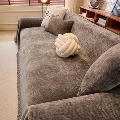 1-Piece Dark Grey Sofa Cover Heavy Thick Chenille Couch Covers | X-Large Non Slip Washable Slipcover for Sectional Sofa, Pet Friendly Furniture Protector for Pet Dogs Cats Scratch, 71"x134"