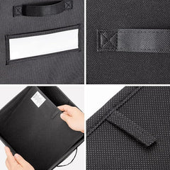 13x13x13 storage cube bins (Set of 10) Fabric storage cubes with 10 Labels Window Cards & a Pen, storage cubes 13x13, Collapsible 13 inch cube storage bins, Cubby Organizer Boxes, Black