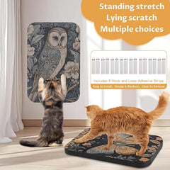 2 Pack Cat Wall Scratcher, Art Cat Scratching Board for Cats | Wall Mounted Cat Scratch Pad, Water-Based Ink, Hook&Loop Strips, Floor or Wall Use, 16.7x11x1 Inch, Owl & Butterfly