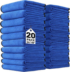 20 Pack Microfiber Towels for Cars, 24" x 16" Dual-Sided Car Drying Towel | 400 GSM Highly Absorbent, Lint-Free Microfiber Cleaning Cloths for Scratch-Free Drying, Detailing, Buffing, Polishing Cars