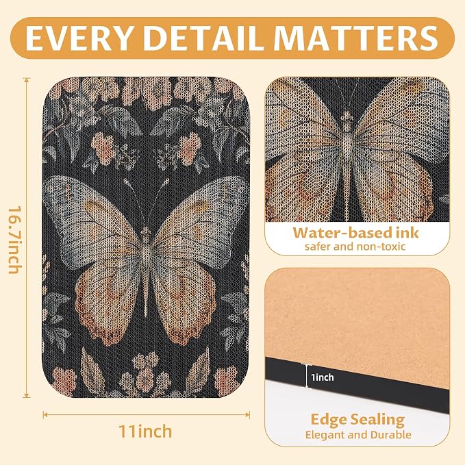 2 Pack Cat Wall Scratcher, Art Cat Scratching Board for Cats | Wall Mounted Cat Scratch Pad, Water-Based Ink, Hook&Loop Strips, Floor or Wall Use, 16.7x11x1 Inch, Owl & Butterfly