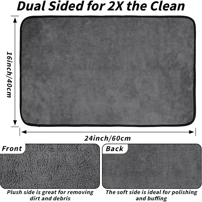 20 Pack Microfiber Towels for Cars, 24" x 16" Dual-Sided Car Drying Towel | 400 GSM Highly Absorbent, Lint-Free Microfiber Cleaning Cloths for Scratch-Free Drying, Detailing, Buffing, Polishing Cars