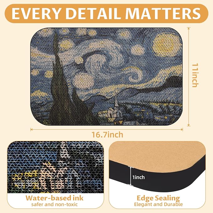 2 Pack Cat Wall Scratcher, Art Cat Scratching Board for Cats | Wall Mounted Cat Scratch Pad, Water-Based Ink, Hook&Loop Strips, Floor or Wall Use, 16.7x11x1 Inch, Series 1