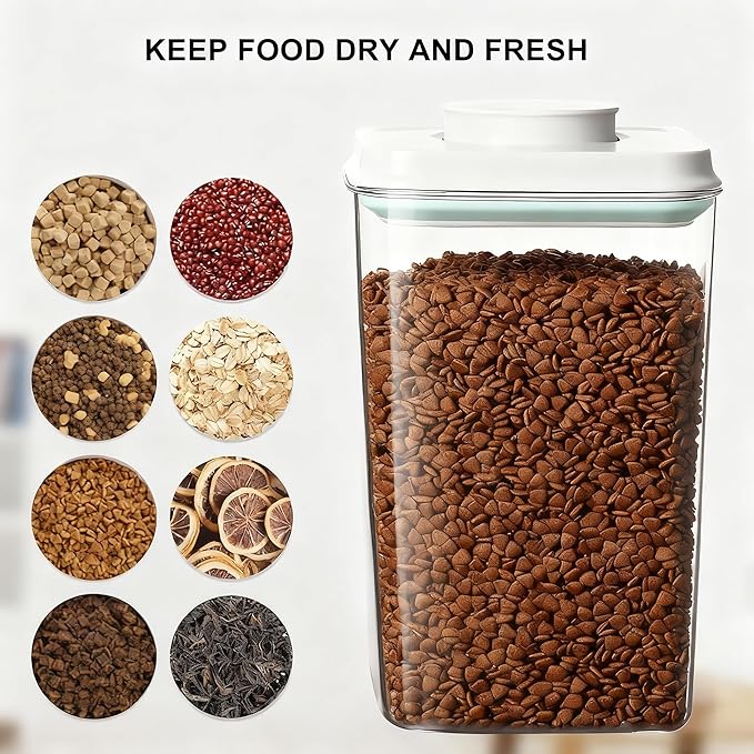3-5 Lbs Dog Cat Treat Container Pop Pet Food Storage Container 4.2qt *2 | with 0.13qt Measure Scoop Airtight Stackable BPA-Free Pet Storage Bin Canister Pop Lid Plastic Container for Kibble & Treats