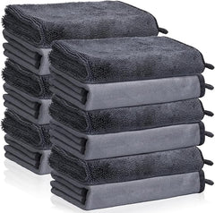 12 Pack Microfiber Car Towels, 24" x 16" Microfiber Cleaning Cloths 600 GSM | Thick Soft, Highly Absorbent, Quick Drying, Scratch-Free Detailing, Buffing, Polishing, Waxing for Cars Truck SUV RV Boat