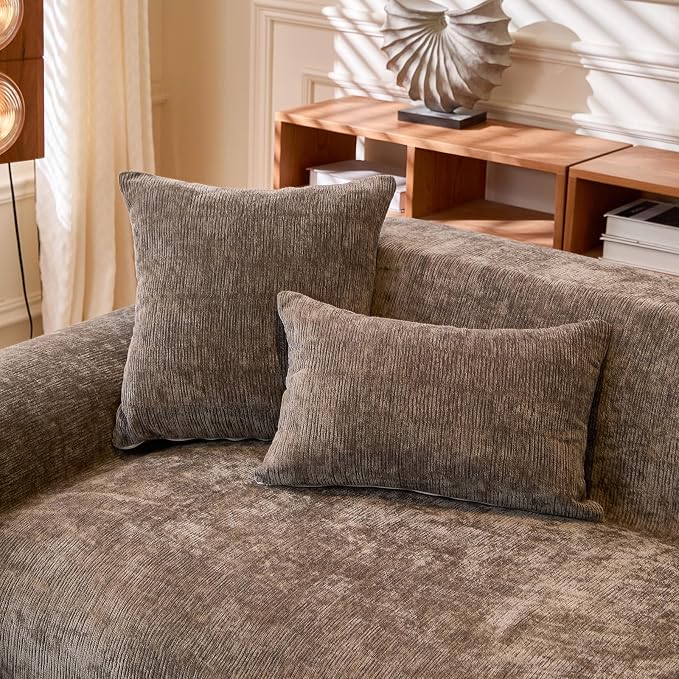 1-Piece Dark Grey Sofa Cover Heavy Thick Chenille Couch Covers | X-Large Non Slip Washable Slipcover for Sectional Sofa, Pet Friendly Furniture Protector for Pet Dogs Cats Scratch, 71"x134"