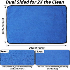 20 Pack Microfiber Towels for Cars, 24" x 16" Dual-Sided Car Drying Towel | 400 GSM Highly Absorbent, Lint-Free Microfiber Cleaning Cloths for Scratch-Free Drying, Detailing, Buffing, Polishing Cars