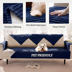 100% Waterproof Couch Arm Covers 2pcs, Fuzzy Chair Arm Covers Thick Soft Recliner Chair Armrest Protectors, Non-Slip Couch Armrest Cover Pet mats for Sofa (Navy Blue, 22" x 22" 2 Pack)