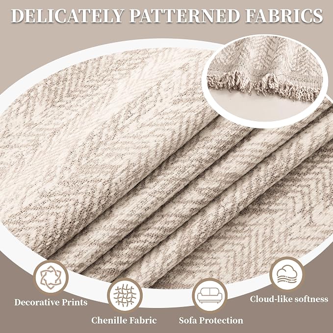 1OO% Waterproof Sectional Couch Covers for Dogs L Shaped Corner Sofa Cover Washable Chenille Sofa Slipcovers Blanket Modern Jacquard Pet Furniture Protector (91"x276", Light Khaki)