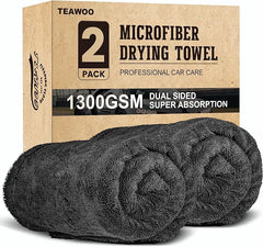 2 Pack Double-Sided Car Care, Microfiber Drying Towel, 1300GSM, 35" x 24" | Extra-Large, Ultra-Absorbant Microfiber Drying Towel for Cars and Trucks, Super Absorbent Car Drying Towel