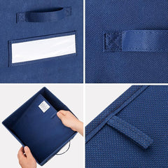 11 Inch Storage Cube,Storage bin (Set of 10) Foldable Fabric Cube Storage Bins with 10 Labels Window Cards & a Pen,Baskets Containers for Shelves,Closet Organizers Box,cube storage,Navy Blue