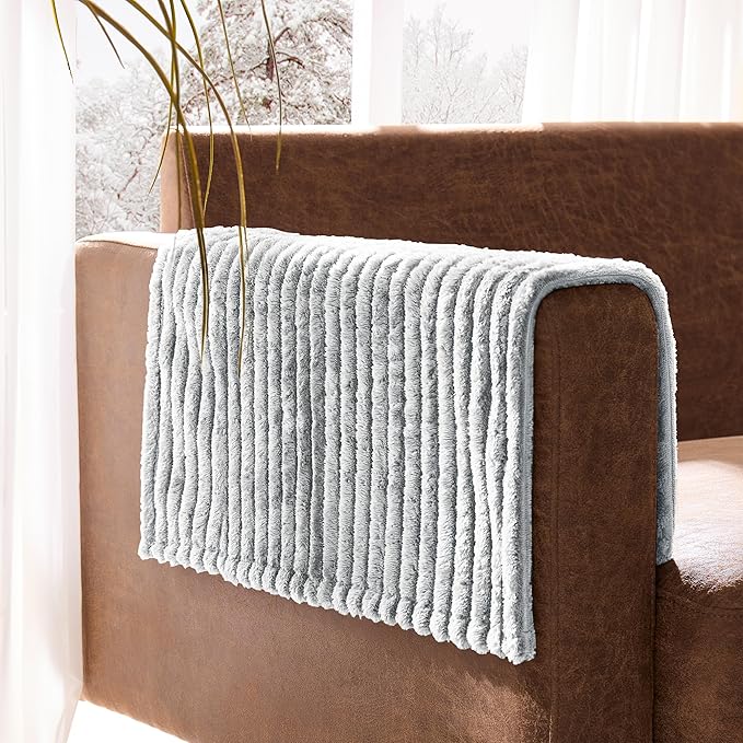 100% Waterproof Couch Arm Covers 2pcs, Fuzzy Chair Arm Covers Thick Soft Recliner Chair Armrest Protectors, Non-Slip Couch Armrest Cover Pet mats for Sofa (Seagull Gray, 22" x 22" 2 Pack)
