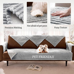 100% Waterproof Couch Arm Covers 2pcs, Fuzzy Chair Arm Covers Thick Soft Recliner Chair Armrest Protectors, Non-Slip Couch Armrest Cover Pet mats for Sofa (Seagull Gray, 22" x 22" 2 Pack)