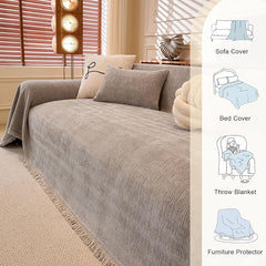 1-Piece Light Grey Sofa Cover Heavy Thick Chenille Couch Covers | X-Large Non Slip Washable Slipcover for Sectional Sofa, Pet Friendly Furniture Protector for Pet Dogs Cats Scratch, 71"x134"